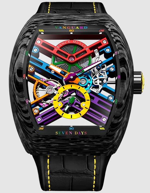 Buy Franck Muller Vanguard Skeleton Color Dreams Replica Watch for sale Cheap Price V 43 S6 SQT COL DR NR CARBON COL DR SKELETON (JA)